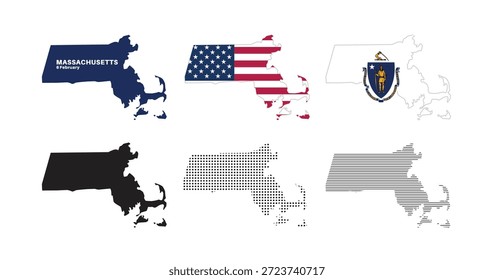 Mapas de Massachusetts en varios tipos