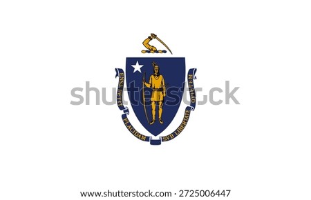 Massachusetts official state flag. Part of The United States of America. Clean design for print, web, or educational use. Vector illustration.