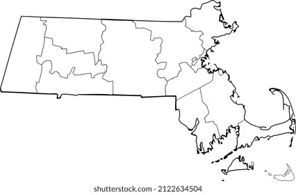 Massachusetts - Outline Map With Counties 