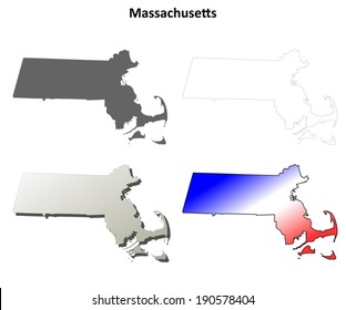 Massachusetts outline map set - vector version