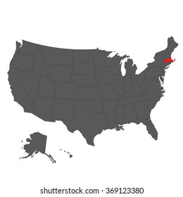 Massachusetts red map on gray USA map vector