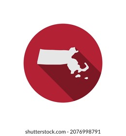 Mapa de círculo del estado de Massachusetts con sombra larga