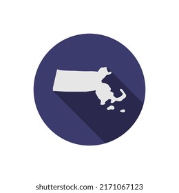 Massachusetts state circle map with long shadow