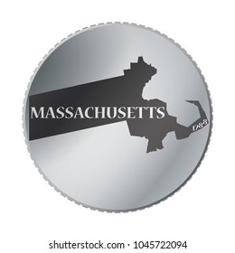 A Massachusetts state coin isolated on a white background