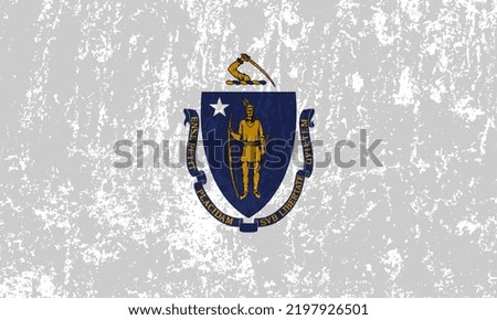 Massachusetts state grunge flag. Vector illustration.