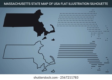 Massachusetts State Hand Drawn Outline Map of USA Fully Editable, 300 DPI, High-Resolution EPS File Included.