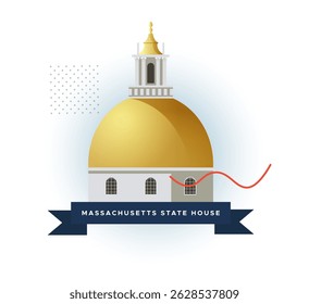 Massachusetts State House - Capitólio estadual - Boston - Ilustração de ações como arquivo EPS 10