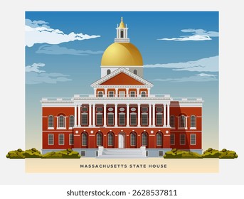 Massachusetts State House - State Capitol - Boston - Stock Illustration as EPS 10 File