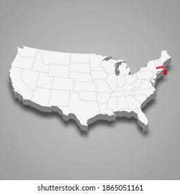 Massachusetts state location within United States 3d isometric map