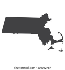 Massachusetts state map in black on a white background. Vector illustration