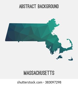 Massachusetts state map in geometric polygonal style.Abstract tessellation,modern design background. Vector illustration EPS8