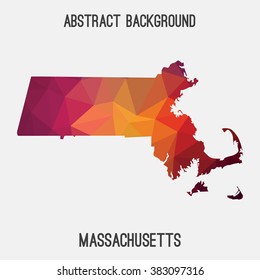 Massachusetts state map in geometric polygonal style.Abstract tessellation,modern design background. Vector illustration EPS8