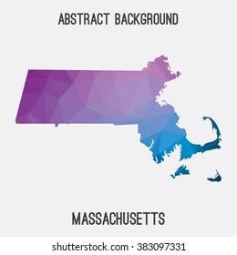 Massachusetts state map in geometric polygonal style.Abstract tessellation,modern design background. Vector illustration EPS8
