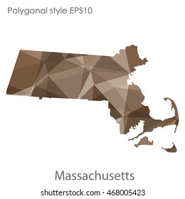 Massachusetts state map in geometric polygonal style.Abstract gems triangle,modern design background. Vector illustration EPS10