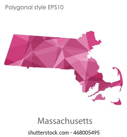 Massachusetts state map in geometric polygonal style.Abstract gems triangle,modern design background. Vector illustration EPS10
