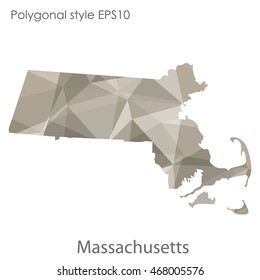 Massachusetts state map in geometric polygonal style.Abstract gems triangle,modern design background. Vector illustration EPS10