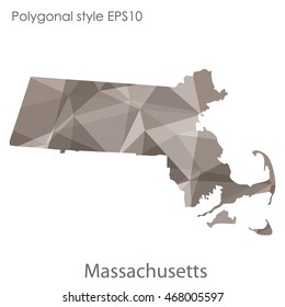 Massachusetts state map in geometric polygonal style.Abstract gems triangle,modern design background. Vector illustration EPS10