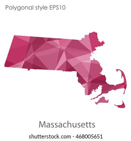 Massachusetts state map in geometric polygonal style.Abstract gems triangle,modern design background. Vector illustration EPS10