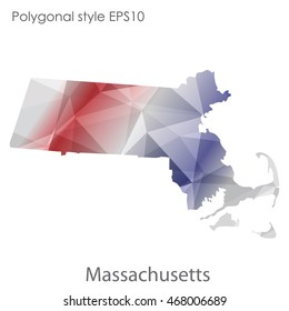 Massachusetts state map in geometric polygonal style.Abstract gems triangle,modern design background. Vector illustration EPS10