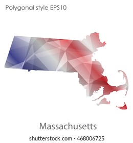Massachusetts state map in geometric polygonal style.Abstract gems triangle,modern design background. Vector illustration EPS10