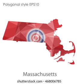 Massachusetts state map in geometric polygonal style.Abstract gems triangle,modern design background. Vector illustration EPS10