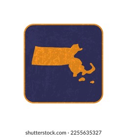 Massachusetts state map square with grunge texture. Vector illustration.