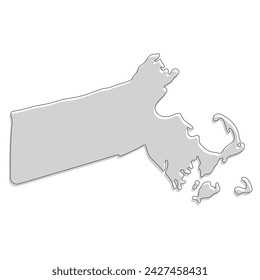 Massachusetts state map. Map of the U.S. state of Massachusetts.