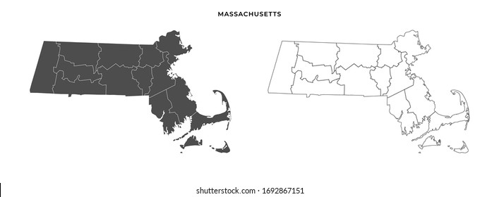 Massachusetts State Map Vector Blank Map Stock Vector (Royalty Free