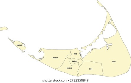 Massachusetts State Nantucket County Vektor Volkszählung Polygon der Volkszählung Tiger 2020