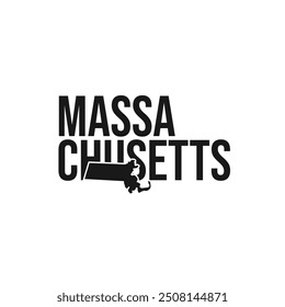 massachusetts state symbol, map icon with vector silhouette