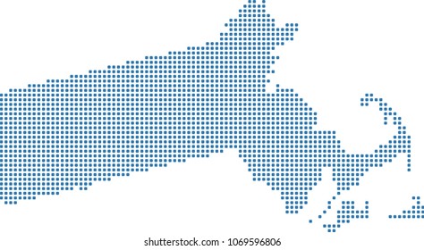 Massachusetts state of USA map dots vector outline illustration in blue background. Dotted map of Massachusetts state of United States of America. Creative pixel art map with highly detailed border 