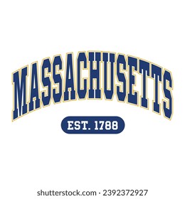 Massachusetts typography design vector, usa state shirt design vector. Jersey design vector, T-shirt design for usa 