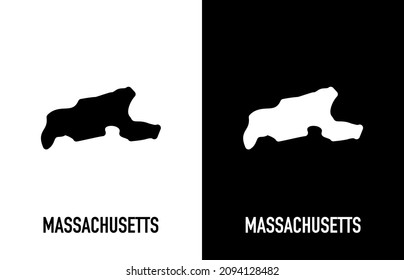 Massachusetts - U.S. state. Contour line in white and black color on two face background. Map of The United States of America. Vector illustration.