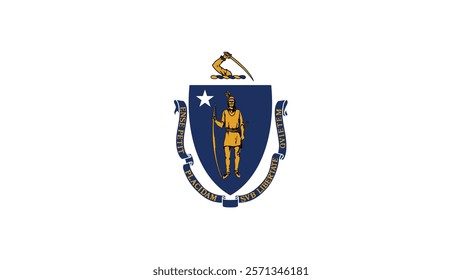 Massachusetts US State Flag Vector Illustration