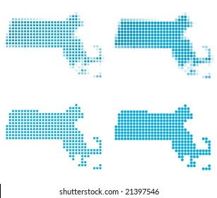 Massachusetts (USA) map mosaic set. Isolated on white background.