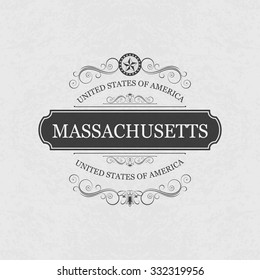 Massachusetts USA State.Vintage frame.
