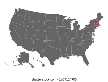 massachusetts vector map. High detailed illustration. United state of America country