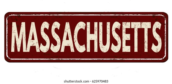 Massachusetts vintage rusty metal sign on a white background, vector illustration