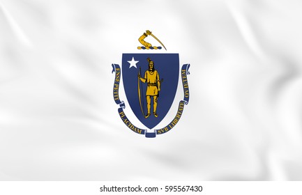 Massachusetts waving flag. Massachusetts state flag background texture.Vector illustration.