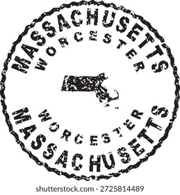 Massachusetts Worcester Round Seal Map Design