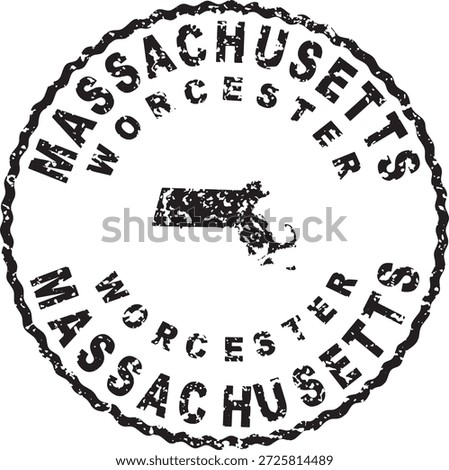 Massachusetts Worcester Round Seal Map Design
