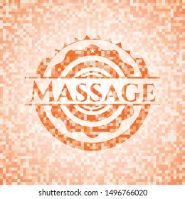 Massage abstract orange mosaic emblem with background