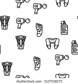 Massage Accessories And Treatment Vector Seamless Pattern Thin Line Illustration