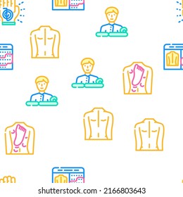 Massage Accessories And Treatment Vector Seamless Pattern Color Line Illustration