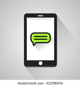 Massage app with speech bubbles. Short message service bubbles. Smartphone chatting sms