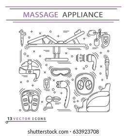Massage appliance - Icon set. EPS 10 Isolated object