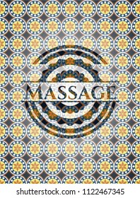 Massage arabic badge background. Arabesque decoration.