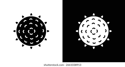 Icono de bola de masaje en versión plana sobre fondo blanco y negro
