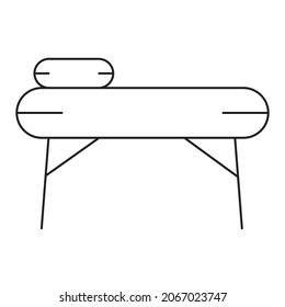 Massage bed table Spa relax Vector. Black and white. White background. Line drawing.