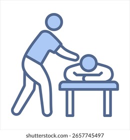 Ilustración vectorial de icono azul de masaje